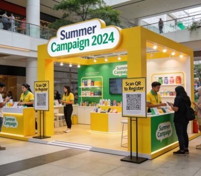 On ground activation in Malaysia with brand ambassadors engaging customers during a campaign