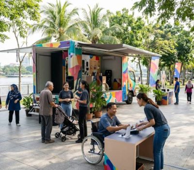 Accessible event truck rental in Malaysia welcoming visitors of different mobility needs